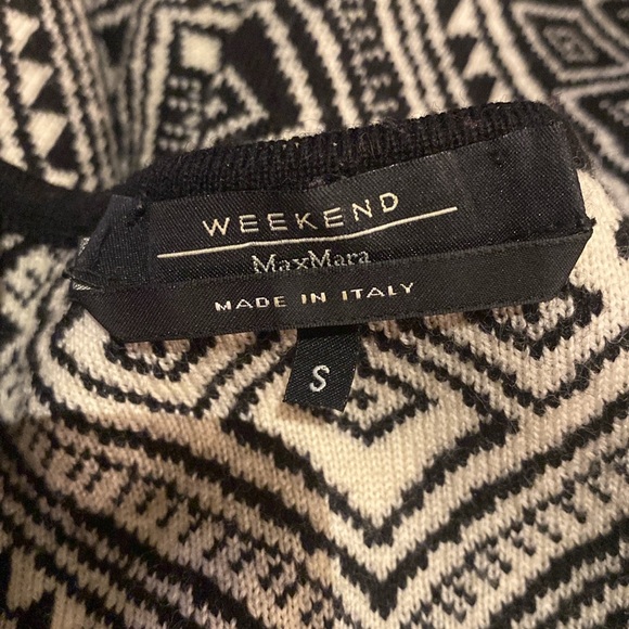 Weekend Max Mara Geometric Wool Sweater Black Cream V Neck Luxury Classic S - Picture 4 of 7